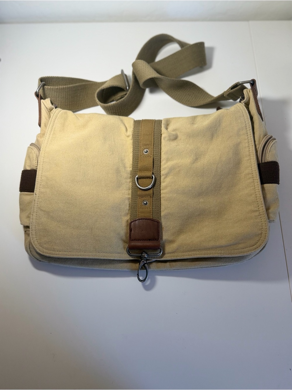 Relic 67 by Fossil Canvas Messenger Bag in Beige